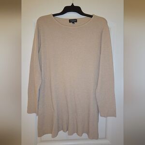 Halston Heritage Women's Tan Crew Neck Sweater Dress - Size Large